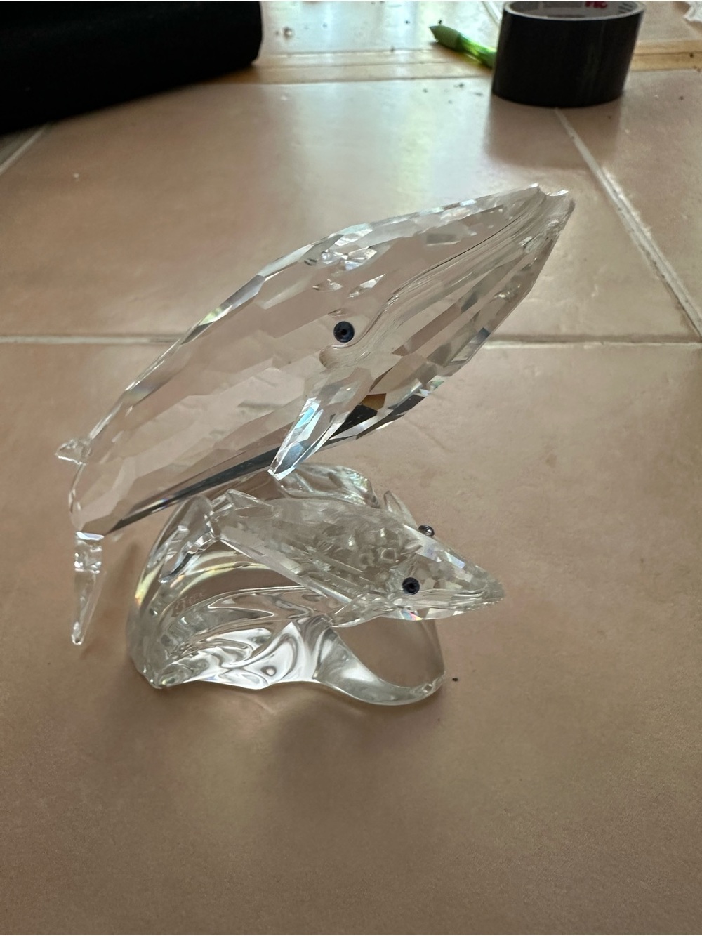 Swarovski whale family with Blue Eyes